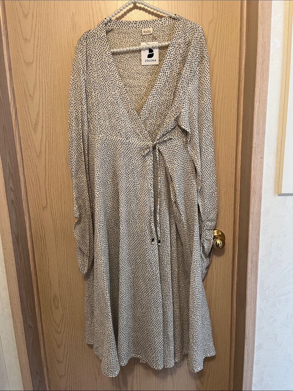Cream Bird Print Wrap Dress